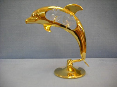 HARTES 24k GOLD PLATED DOLPHIN ON STAND