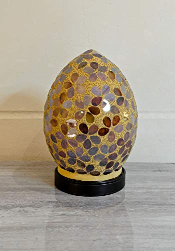 20cm brown mosaic glass mini egg lamp