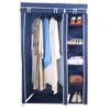 AROME PUR Fabric Canvas Wardrobe Organizer Clothes Rail Shelves Storage Closet Double Tall (Blue)