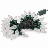 50 clear strawberry LED Christmas lights unlit with dark green cable