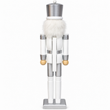 White and silver wooden nutcracker soldier product detail