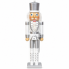 50cm white and silver wooden nutcracker soldier front view