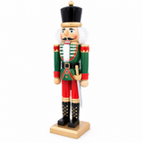 50cm red green and white wooden nutcracker soldier angled product view