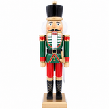 50cm red green and white wooden nutcracker soldier front view