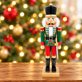 50cm wooden nutcracker soldier on a table with festive lights