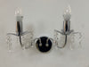 Two-light chrome wall fitting with crystal-style droplets