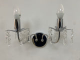 Two-light chrome wall fitting with crystal-style droplets