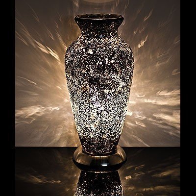 38cm black mosaic glass vase table lamp