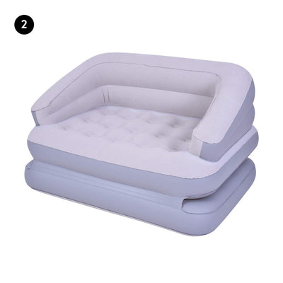 Avenli 88170 5-in-1 Inflatable Flocked Sofa Bed/Grey/Easy to Inflate/Ideal for Camping, Festivals or Spare Bed