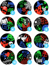 Twelve interchangeable LED projector slide designs for Christmas Halloween and celebrations