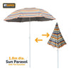 My Garden 1.8M Tilting Parasol Umbrella Garden Beach Patio Outdoor Sun Shade Umbrella Parasol Shelter Anti Fade & UV Protective Polyester Canopy Cover Powder Coated Aluminum Pole Easy To Open & Close