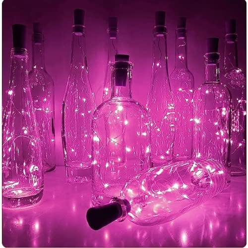 Pink LED wine bottle cork lights four pack with ten LEDs each