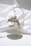 24k Gold Plated Dolphin on a Mirrored Stand with Swarovski Crystals