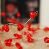 20 Battery Operated LED Red Love Heart Lights