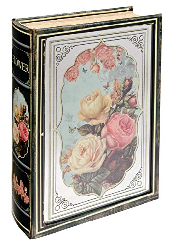 Mirrored floral storage book box with rose design