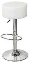 White adjustable swivel bar stool with chrome footrest