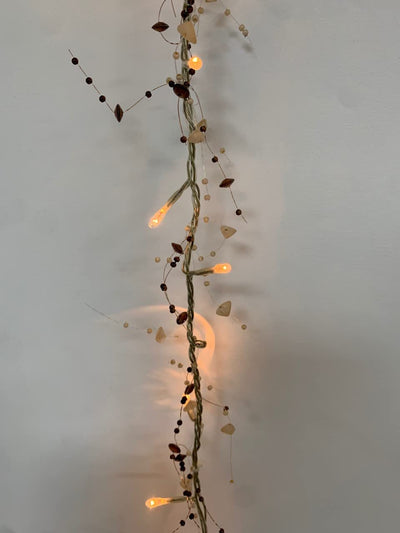 40 Bulb Rice Light Set with Brown/Amber Beads