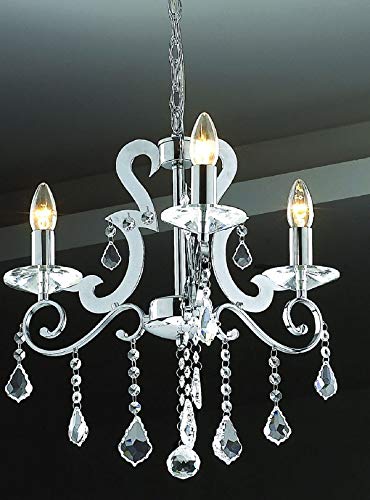 MC100-3-44cm 3 Light Chrome Crystal Chandelier Ceiling Fitting.