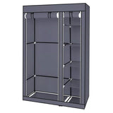 Generic Fabric Canvas Wardrobe Organizer Clothes Rail Shelves Storage Closet Double Tall (Grey), 59-60-61-62A