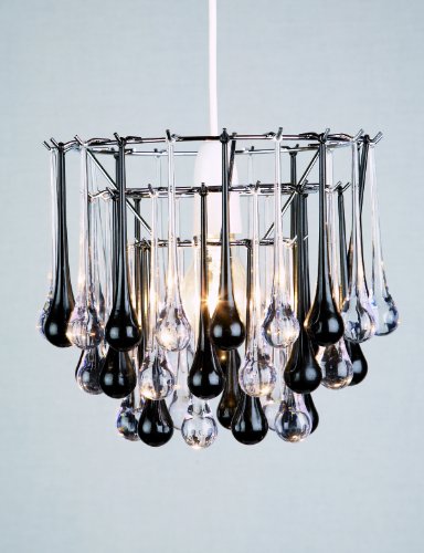 Black and clear acrylic snowdrop easy-fit ceiling pendant shade