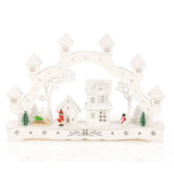 43cm white wooden LED Christmas candle bridge scene