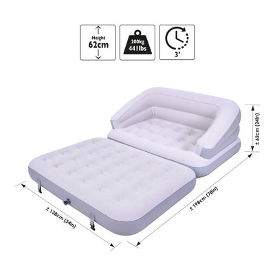 Avenli 88170 5-in-1 Inflatable Flocked Sofa Bed/Grey/Easy to Inflate/Ideal for Camping, Festivals or Spare Bed