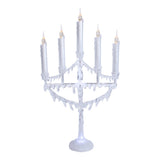 The Christmas Workshop Battery Operated 5 Candle Flickering LED Candleabra, Metal, White