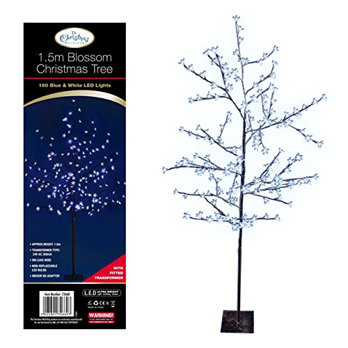 1.5m blue and white LED blossom tree with 180 lights