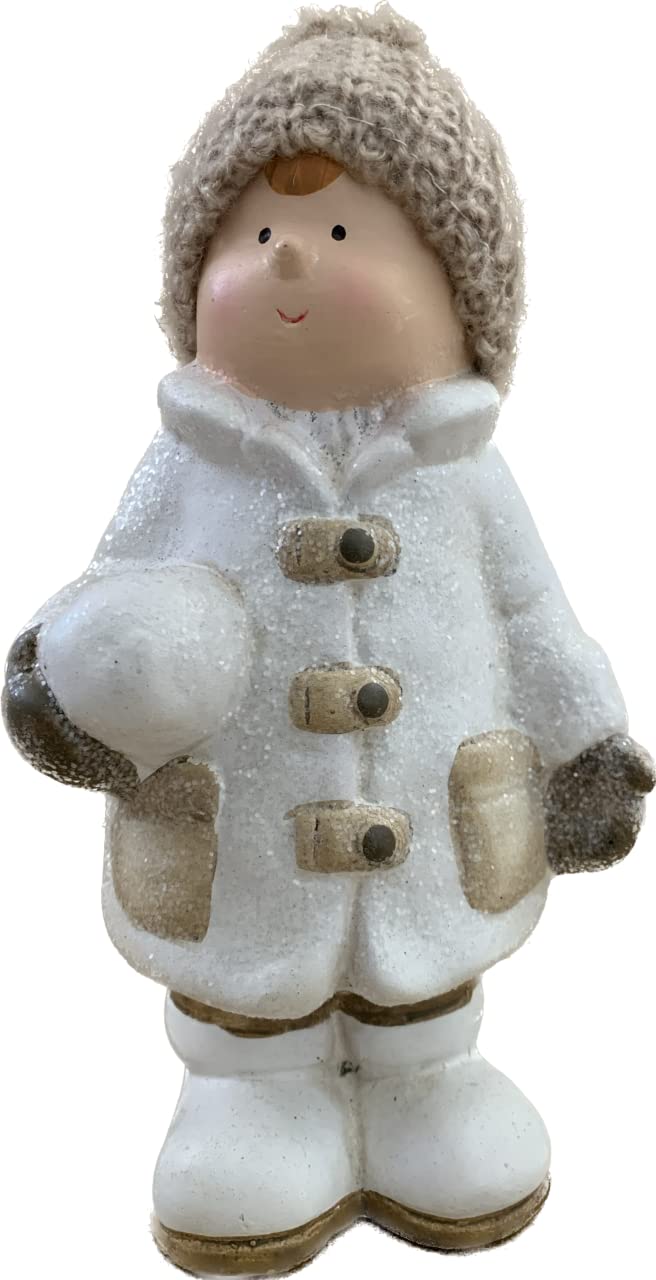 White ceramic Boy with creme coloured woolen hat