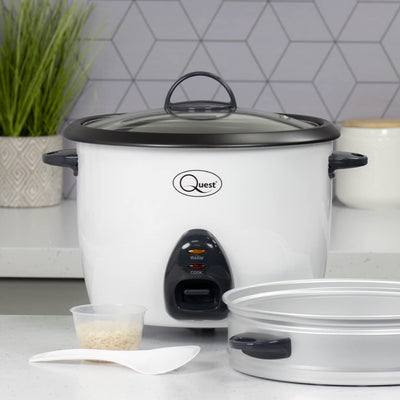Quest 900W Rice Cooker & Steamer with Keep Warm Function, 2.2L/Non-Stick Inner Pot/Cooks Rice & Makes Healthy Steamed Vegetables/Includes Spatula & Measuring Cup