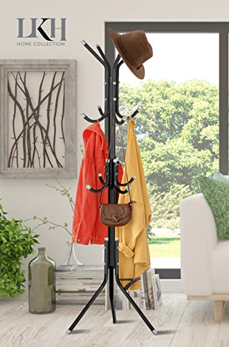 LKH black metal coat stand with hooks – 170cm