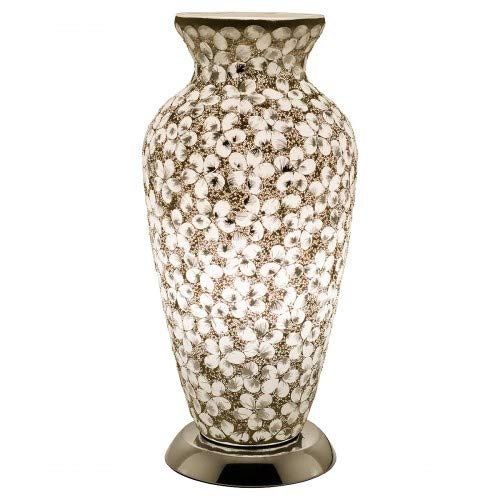 Mosaic Glass Vase Lamp - White Flower