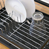 Anika 69049 Kitchen Dish Drainer Rack/Separate Cutlery Holder/Removable Drip Tray/Black Colour / 41 x 32 x 9.5cm