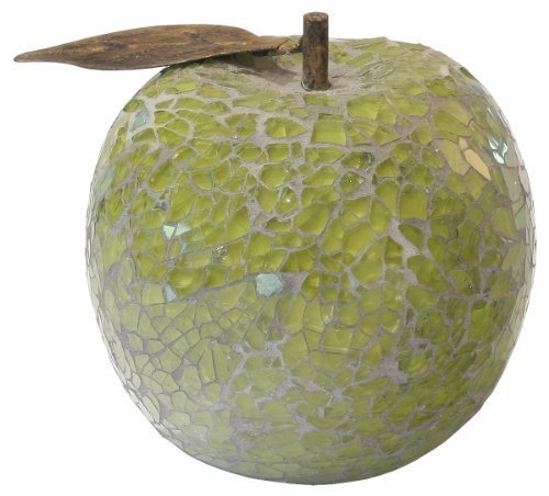 Green mosaic glass apple ornament 9cm