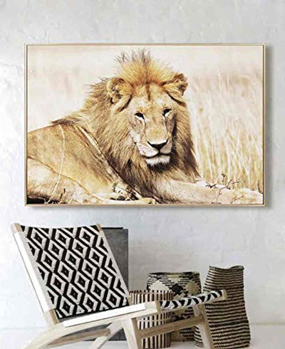 Febland Golden Lion Glass Art Picture, Large