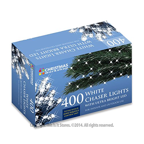 400 bright white LED chaser Christmas lights 27.9m