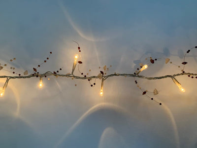 40 Bulb Rice Light Set with Brown/Amber Beads