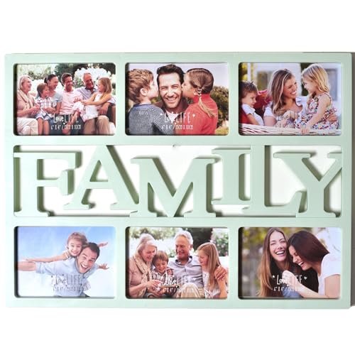 Widdop pale mint family multi-aperture collage photo frame