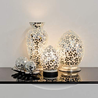 Mosaic Glass Vase Lamp - Mirrored Flower
