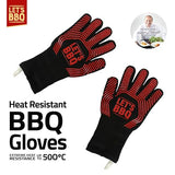 Let's BBQ red polycotton barbecue gloves – pair