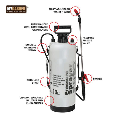 MyGarden GARDEN PRESSURE SPRAYER KNAPSACK WEEDKILLER CHEMICAL FENCE WATER SPRAY BOTTLE (5Litre)