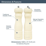 Blackmoor 68079 Manual Salt and Pepper Grinder Set/Classic Wooden Design with Ceramic Grinding Core/Adjustable Coarseness/Cream Colour