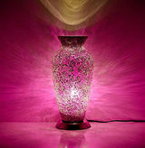 New Mosaic Vase Lamp, Glass, Pink Rose