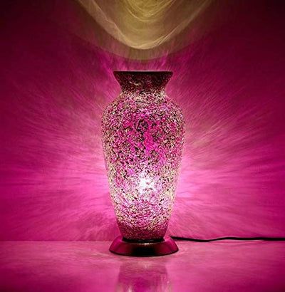 New Mosaic Vase Lamp, Glass, Pink Rose