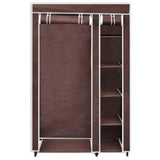 Generic Fabric Canvas Wardrobe Organizer Clothes Rail Shelves Storage Closet Double Tall (Brown), 59-60-61-62A