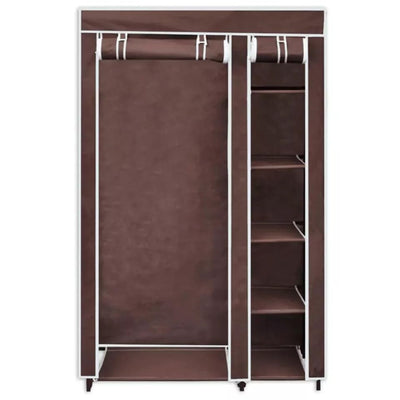 Generic Fabric Canvas Wardrobe Organizer Clothes Rail Shelves Storage Closet Double Tall (Brown), 59-60-61-62A