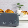 Quest 4 Slice Toaster Grey - Extra Wide Long Slots for Crumpets and Bagels - 6 Settings - Reheat and Defrost