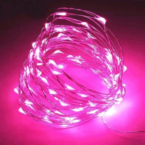 20 pink LED copper wire fairy lights