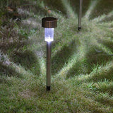 Solar bollard lights with ground spikes for garden paths