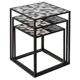 Black and white geometric nest of 3 tables
